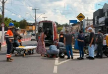Motociclista fica ferido após derrapar em óleo na Avenida dos Imigrantes