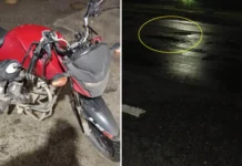 Por pouco, tragédia é evitada: motociclista sofre acidente após passar por buraco na Fernão Dias