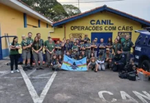 Canil da GCM de Bragança Paulista recebe grupo de escoteiros para apresentação de cães