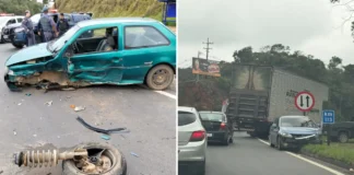 Colisão frontal entre dois carros deixa três vítimas na Rodovia Capitão Barduíno, em Pinhalzinho