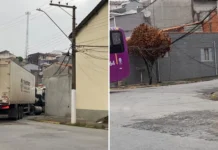 GPS pode ter levado carreta a entrar em ruas estreitas do Jardim São Miguel e causar prejuízos