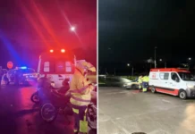 Moto atinge lateral de viatura do Samu em acidente no trevo do Parque do Estados
