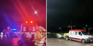 Moto atinge lateral de viatura do Samu em acidente no trevo do Parque do Estados